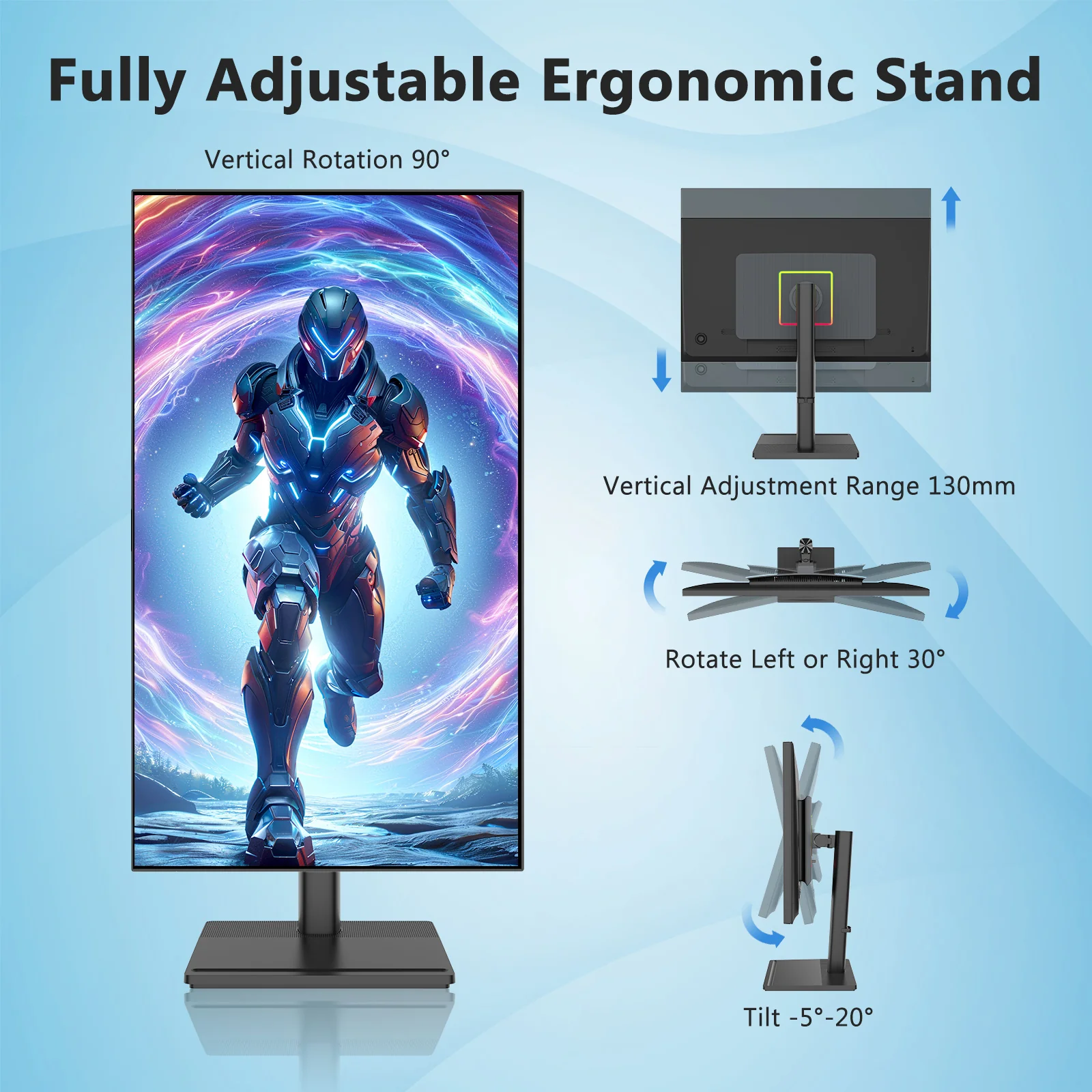 AGEX A27I4K 27" 4K IPS Monitor, Adjustment Stand - Image 5