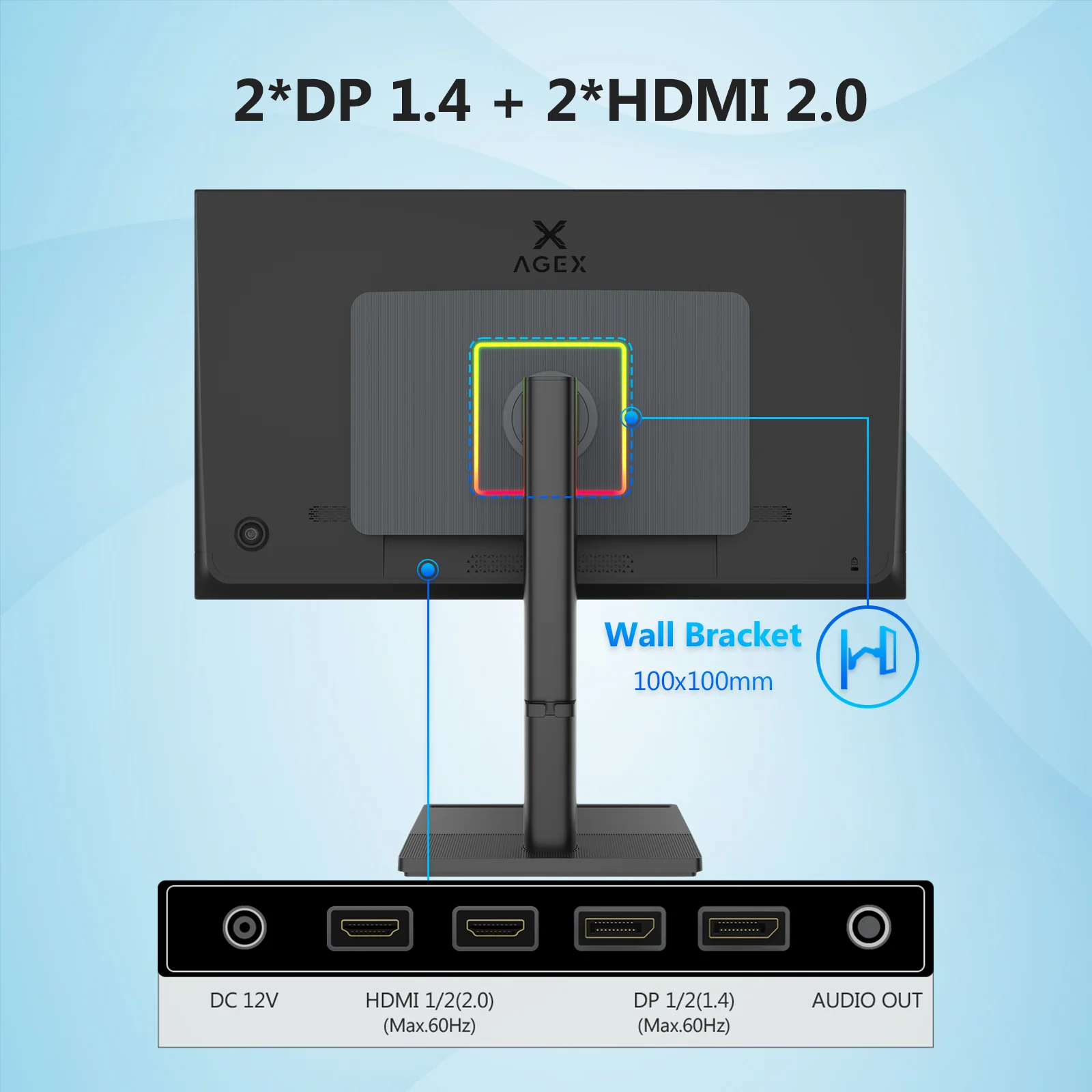 AGEX A27I4K 27" 4K IPS Monitor, Adjustment Stand - Image 8