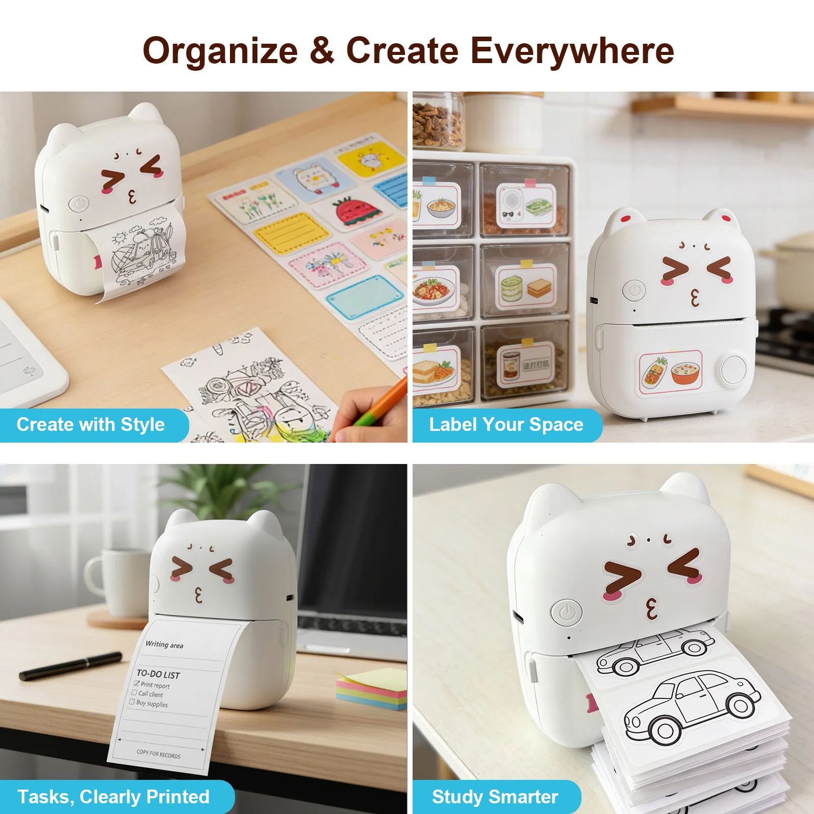 AI Mini Printer Sticker Print Portable Thermal Inkless Maker Bluetooth Pocket Instant Printing for School Office Home for Study Note,Journal,DIY,Gift - Image 6
