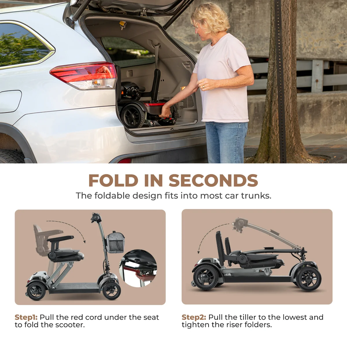 Metro Mobility Powered Scooters, 4 Wheel for Adults Seniors, 265 lbs Capacity Folding Lightweight, 20 Miles Long Travel Range, Air-line Approved Electric Wheelchair with USB Charger Port Black - Image 11