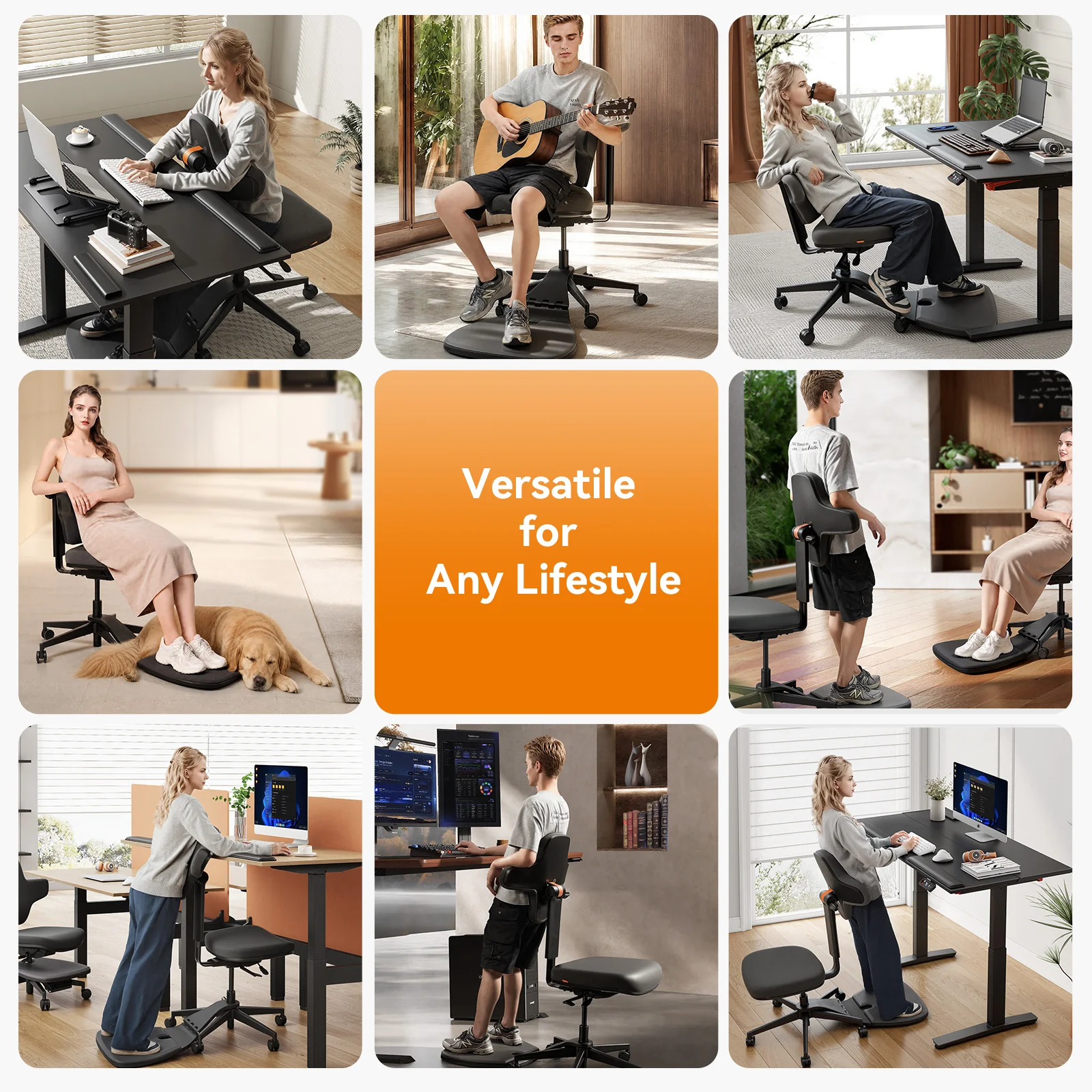 Newtral Standing Desk Chair for Sit-Stand, Standing-Mate Ergonomic Leaning Perch Chair with Anti-Fatigue Mat, Standing Desk Stool, Horse Saddle Chair, Height Adjustable Home Office Posture Seat-Size M - Image 2