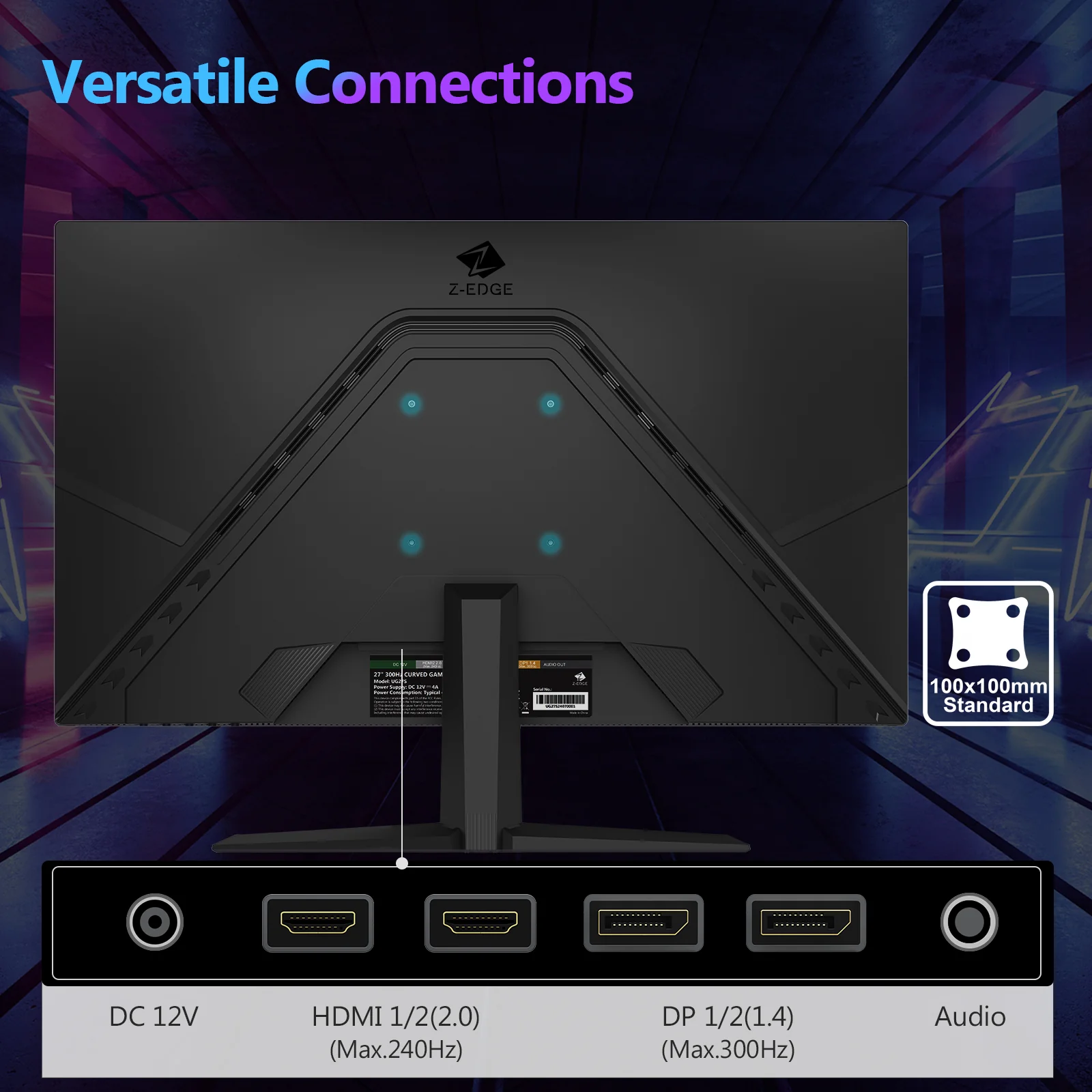 Refurbished: 27" 300Hz Curved Gaming Monitor, 1ms 16:9 FHD 1080P Frameless Curved Monitor - Image 7