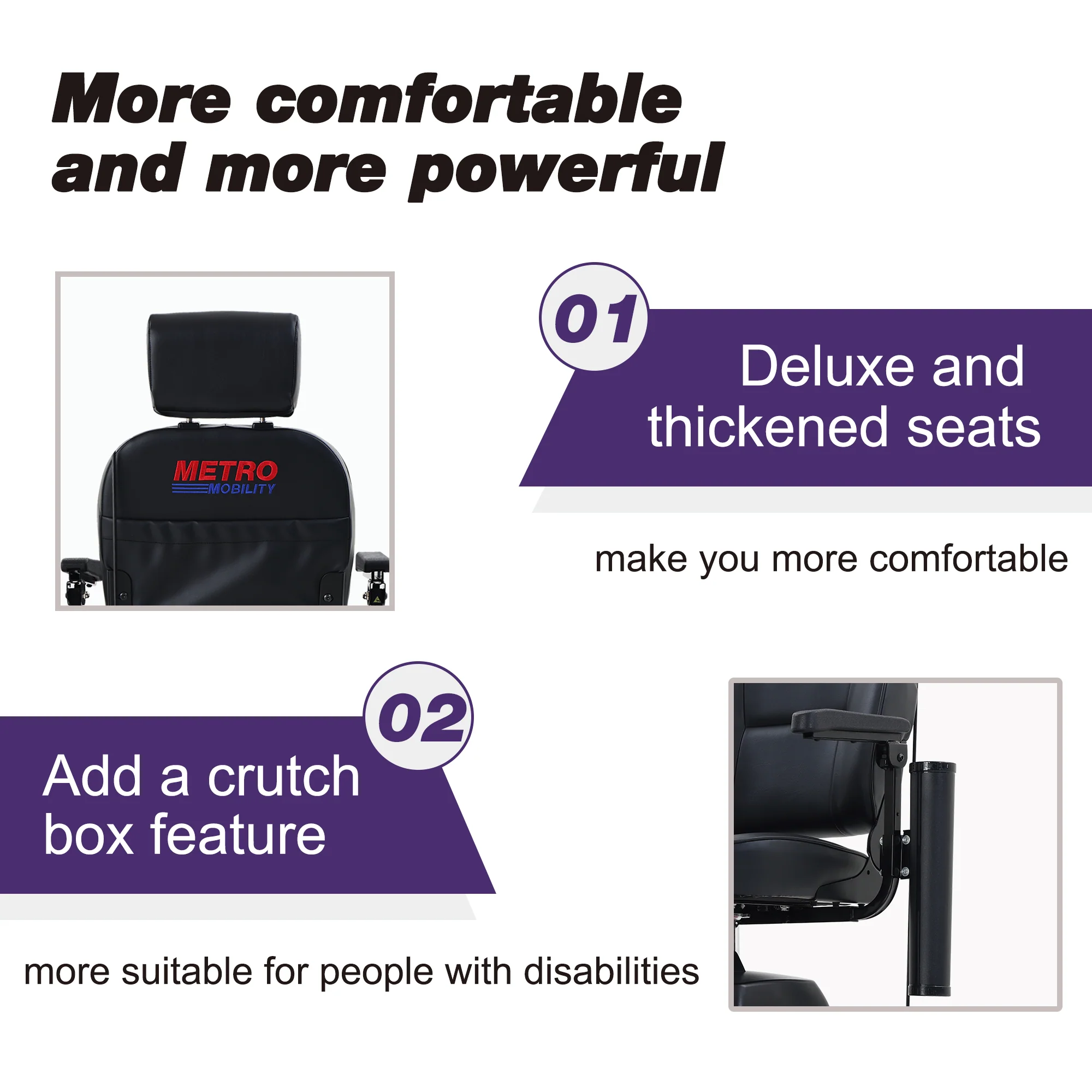 Metro Mobility Elderly Scooter Folding Scooter 4 Wheel Scooter - Dark Purple (MAX Plus) - Image 6