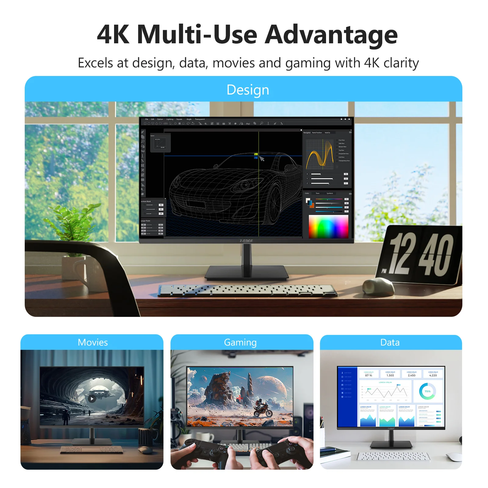 Z-EDGE 27" 4K IPS 60Hz Office Monitor - Image 7