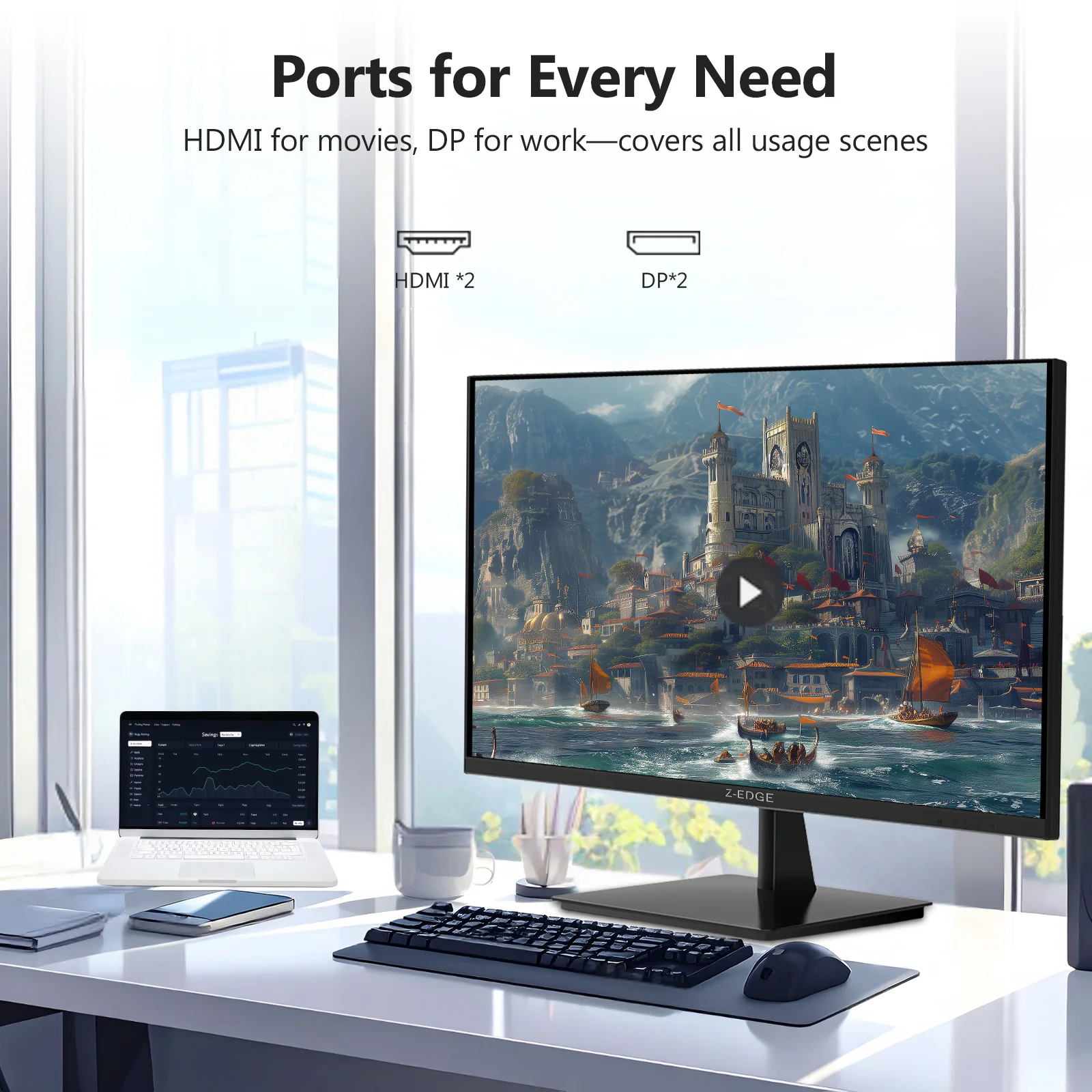 Z-EDGE 27" 4K IPS 60Hz Office Monitor - Image 8