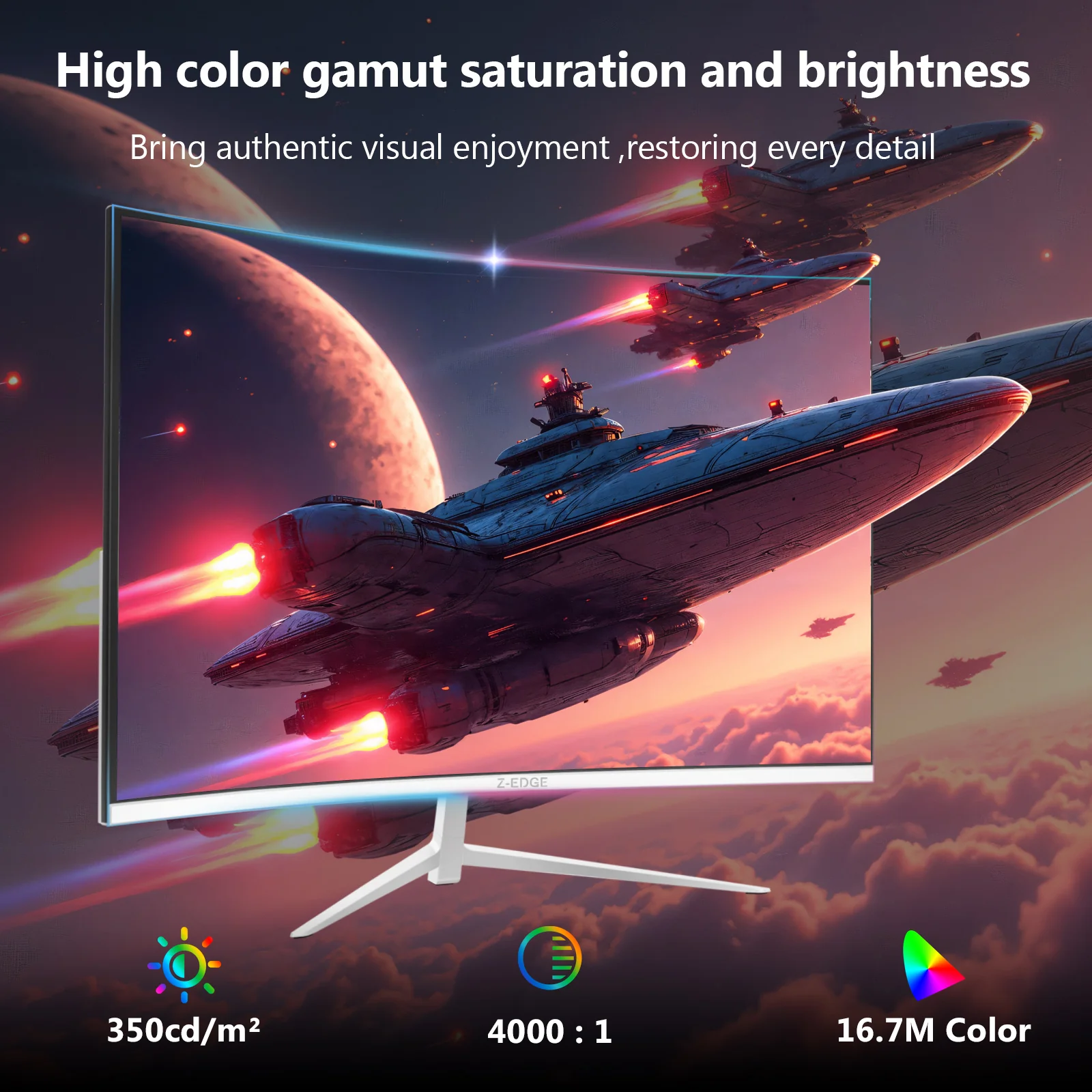 Z-EDGE UG27P 27" 280Hz Curved Gaming Monitor, White Monitor - Image 4