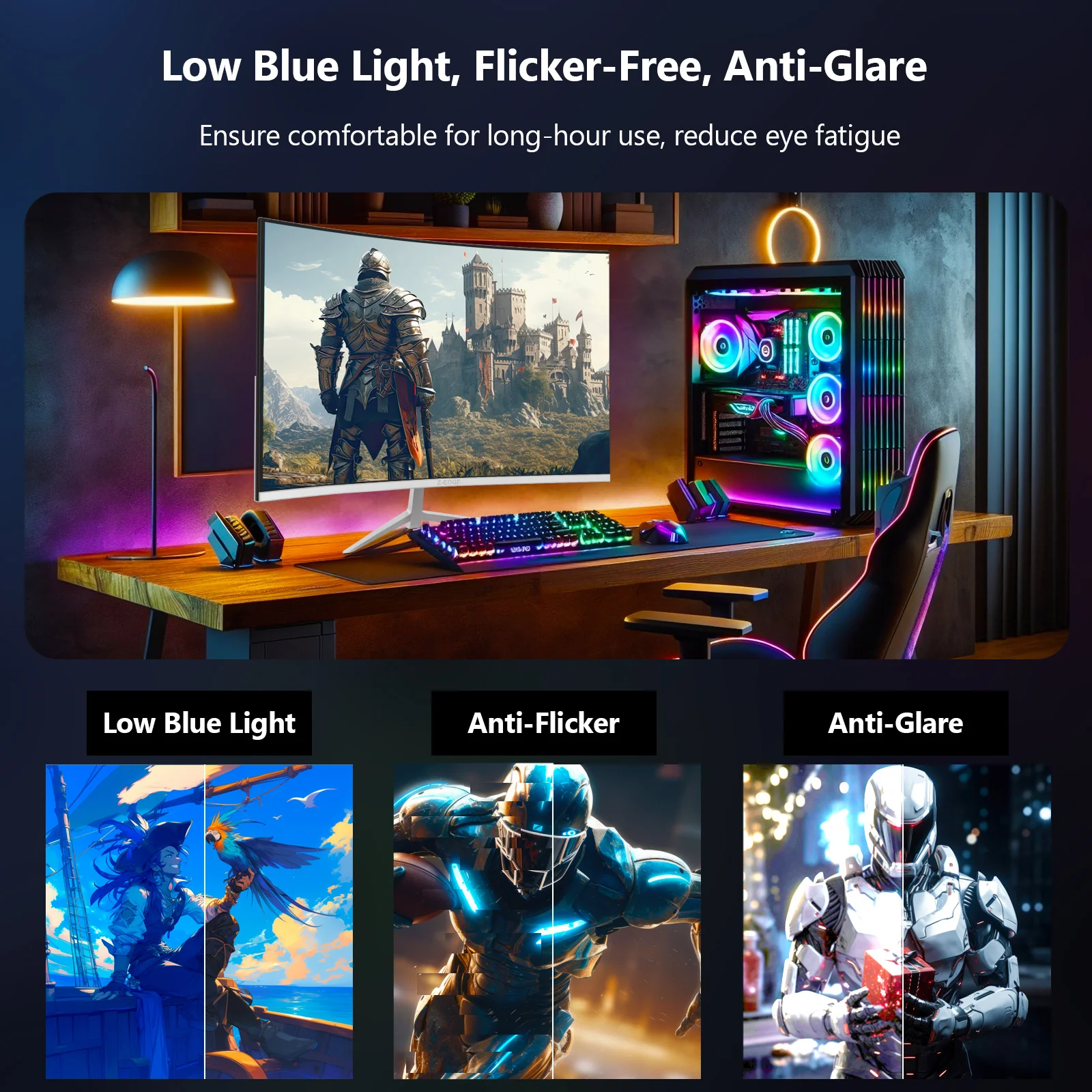Z-EDGE UG27P 27" 280Hz Curved Gaming Monitor, White Monitor - Image 7