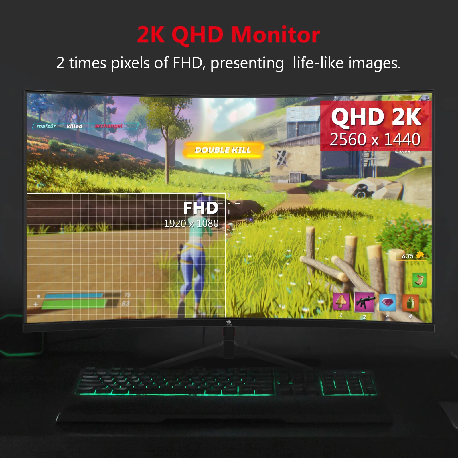 Z-EDGE UG27Q 27'' 165Hz QHD Curved Gaming Monitor - Image 10
