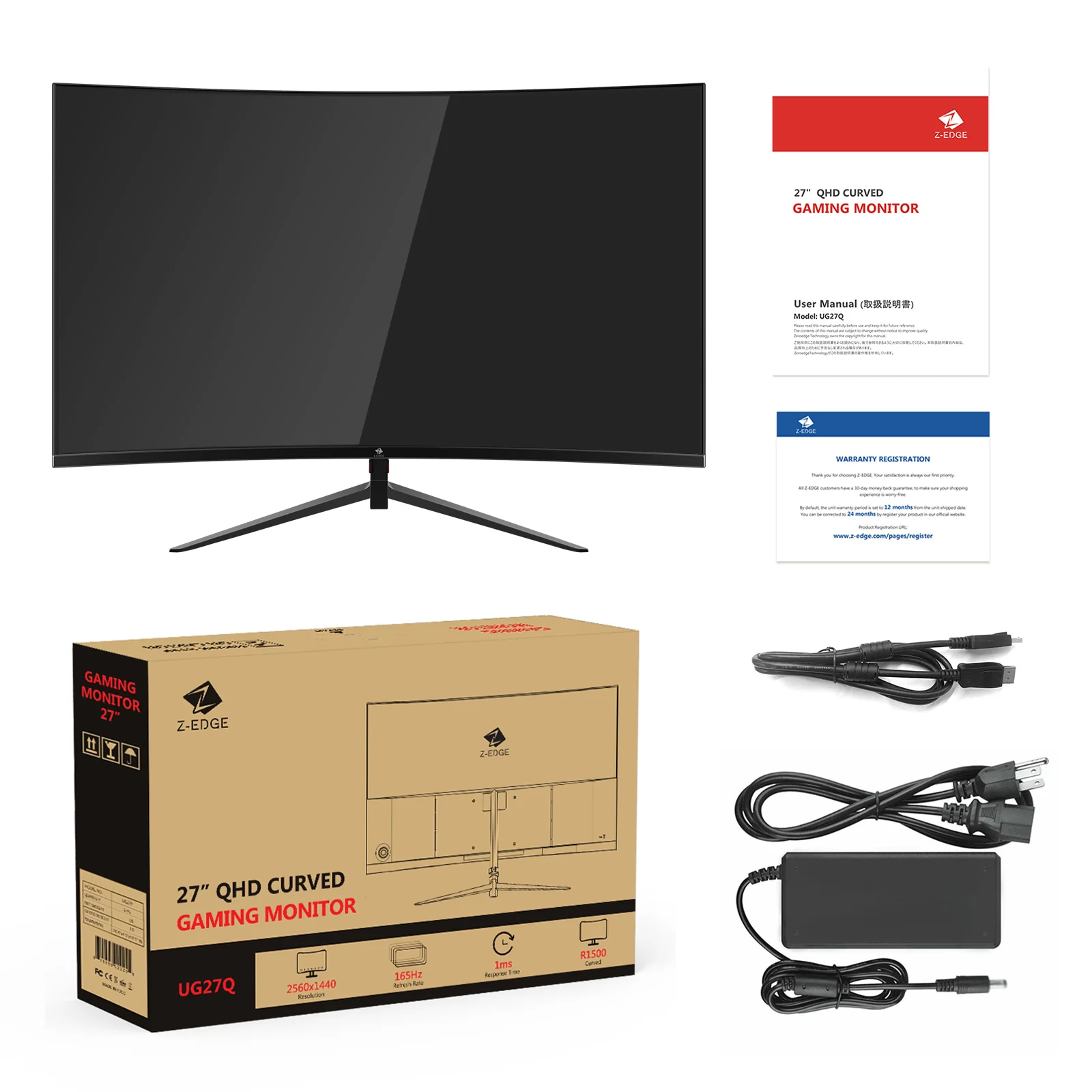 Z-EDGE UG27Q 27'' 165Hz QHD Curved Gaming Monitor - Image 12