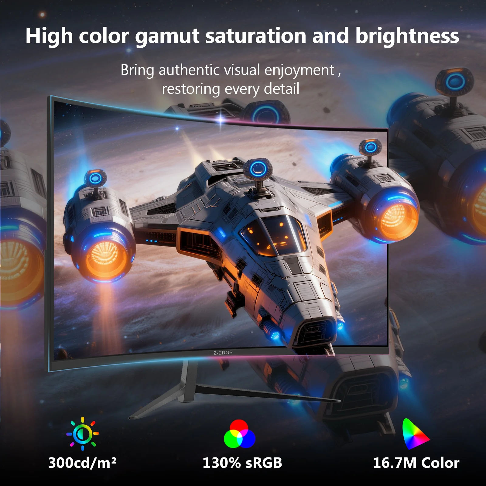 Z-EDGE UG27Q 27'' 165Hz QHD Curved Gaming Monitor - Image 4