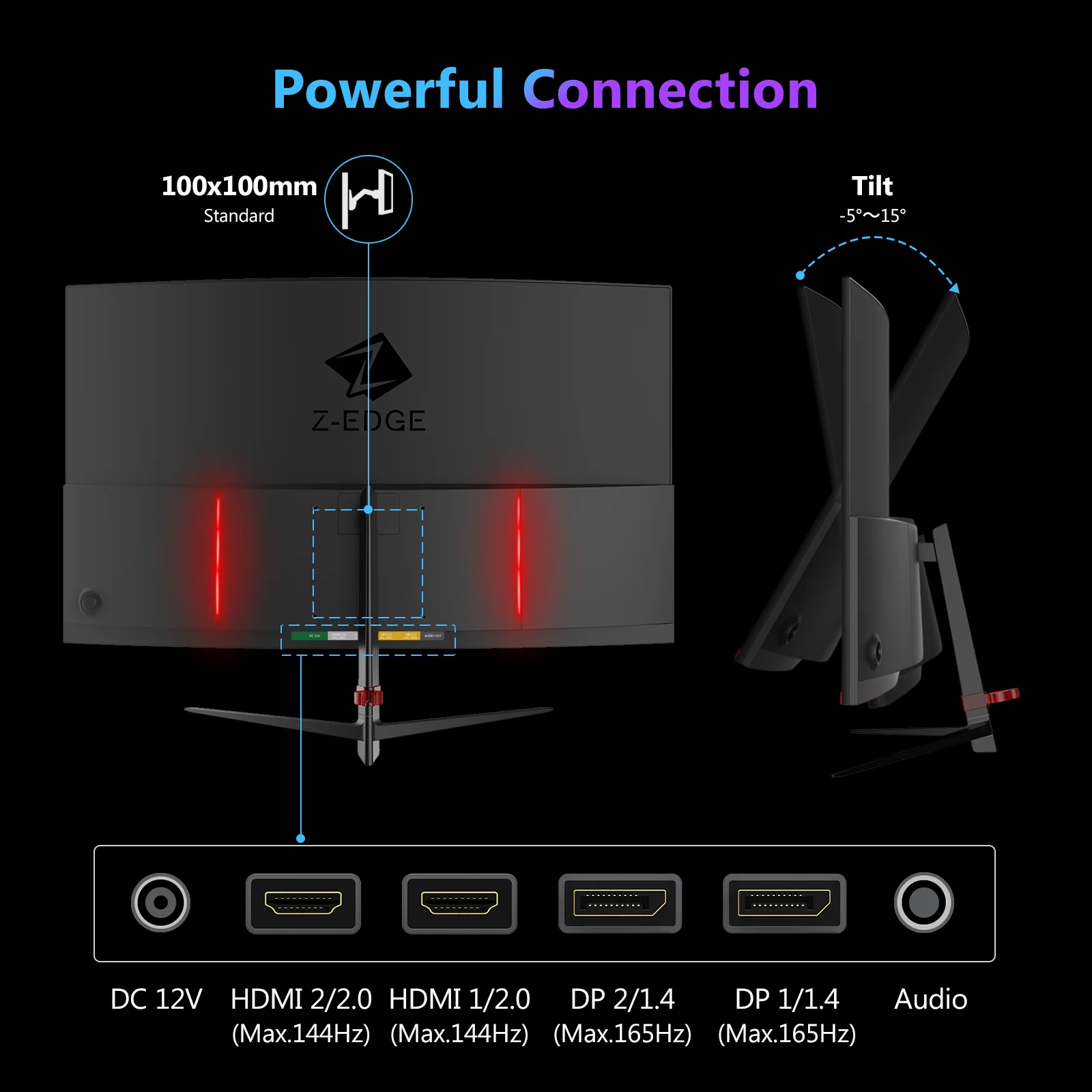 Z-EDGE UG27Q 27'' 165Hz QHD Curved Gaming Monitor - Image 7