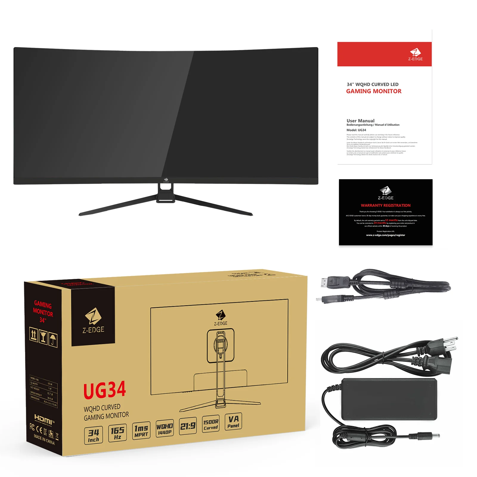 Z-EDGE UG34 34"  165Hz QHD Ultrawide Curved Gaming Monitor - Image 7