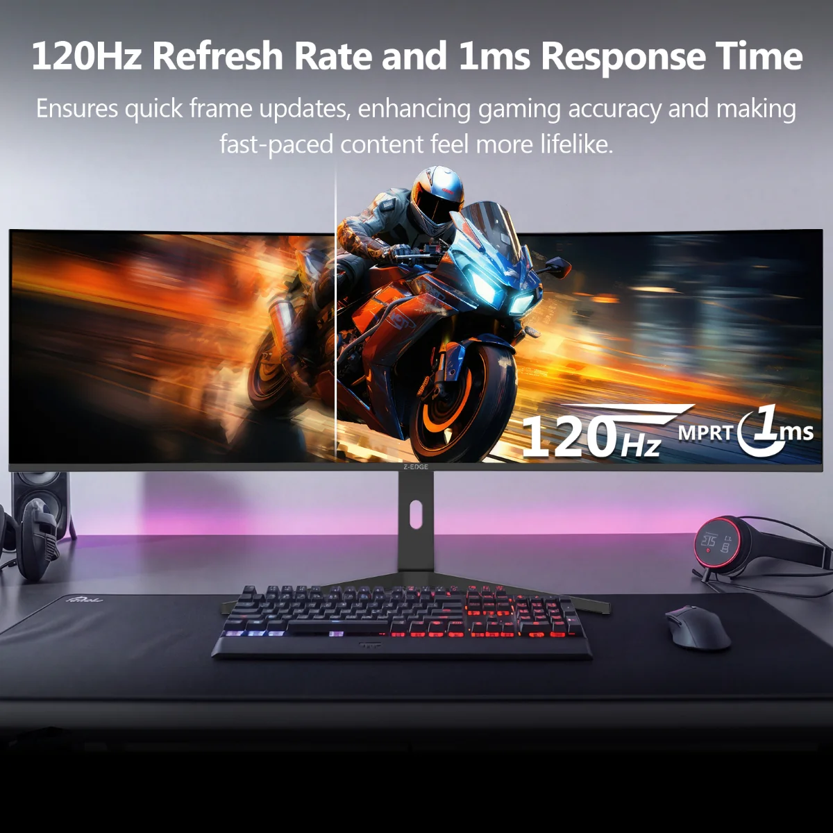 Z-EDGE UG40 40" 120Hz 5K2K 5120x2160 Ultrawide Curved Gaming IPS Monitor - Image 3