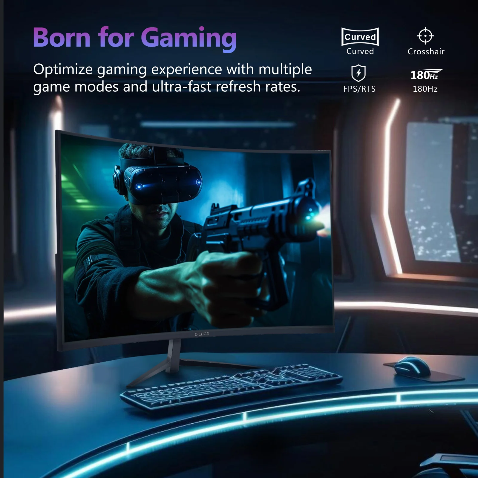 Z-EDGE UG27 27" 180Hz Curved Gaming Monitor - Image 6