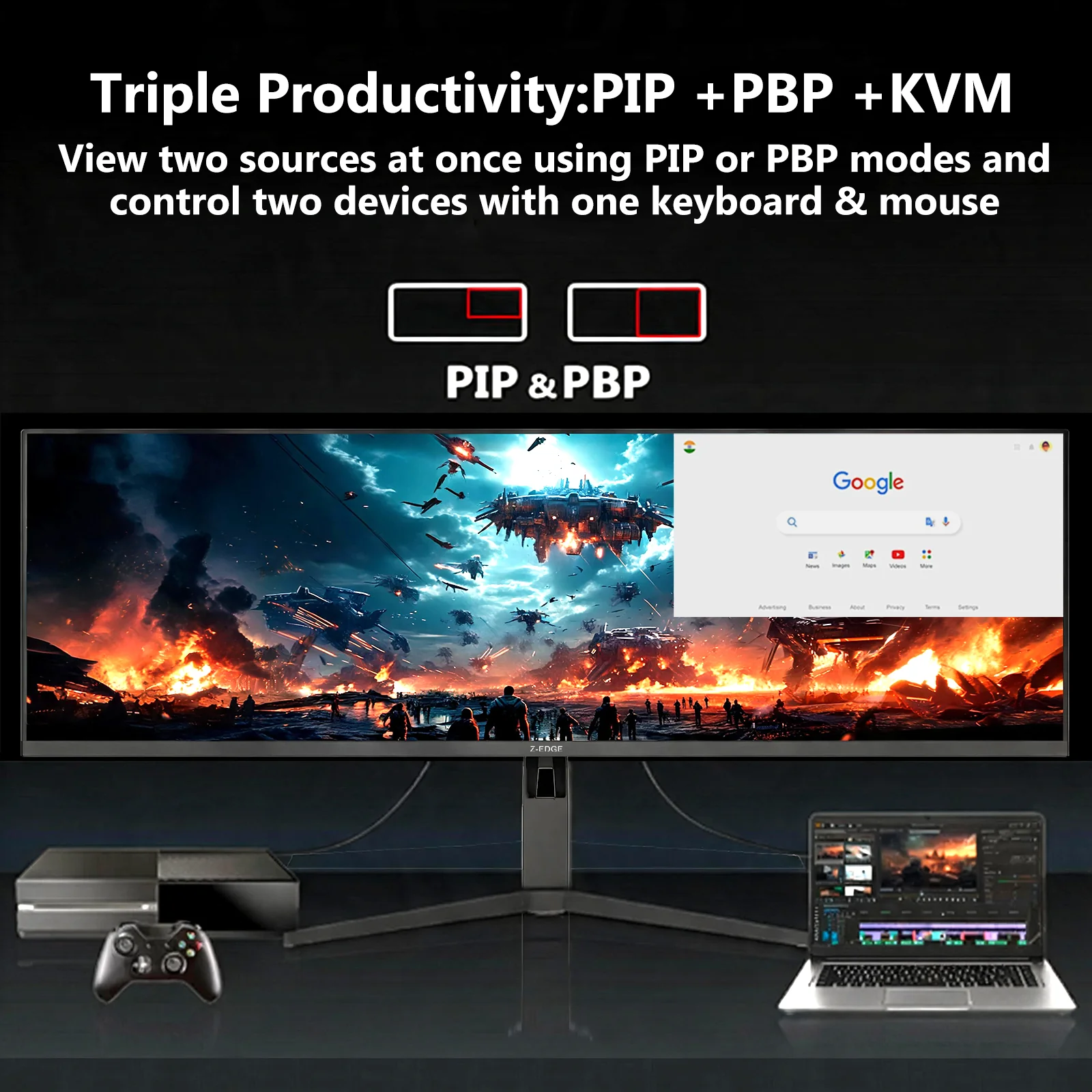 Z-EDGE UG49W 49" 165Hz 32:9 DQHD IPS Curved Gaming Monitor - Image 9