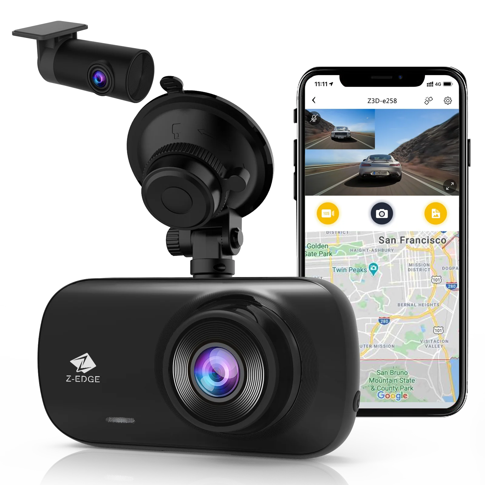 Refurbished: Z-EDGE Z3D 4K + 1080P Dual Dash Cam