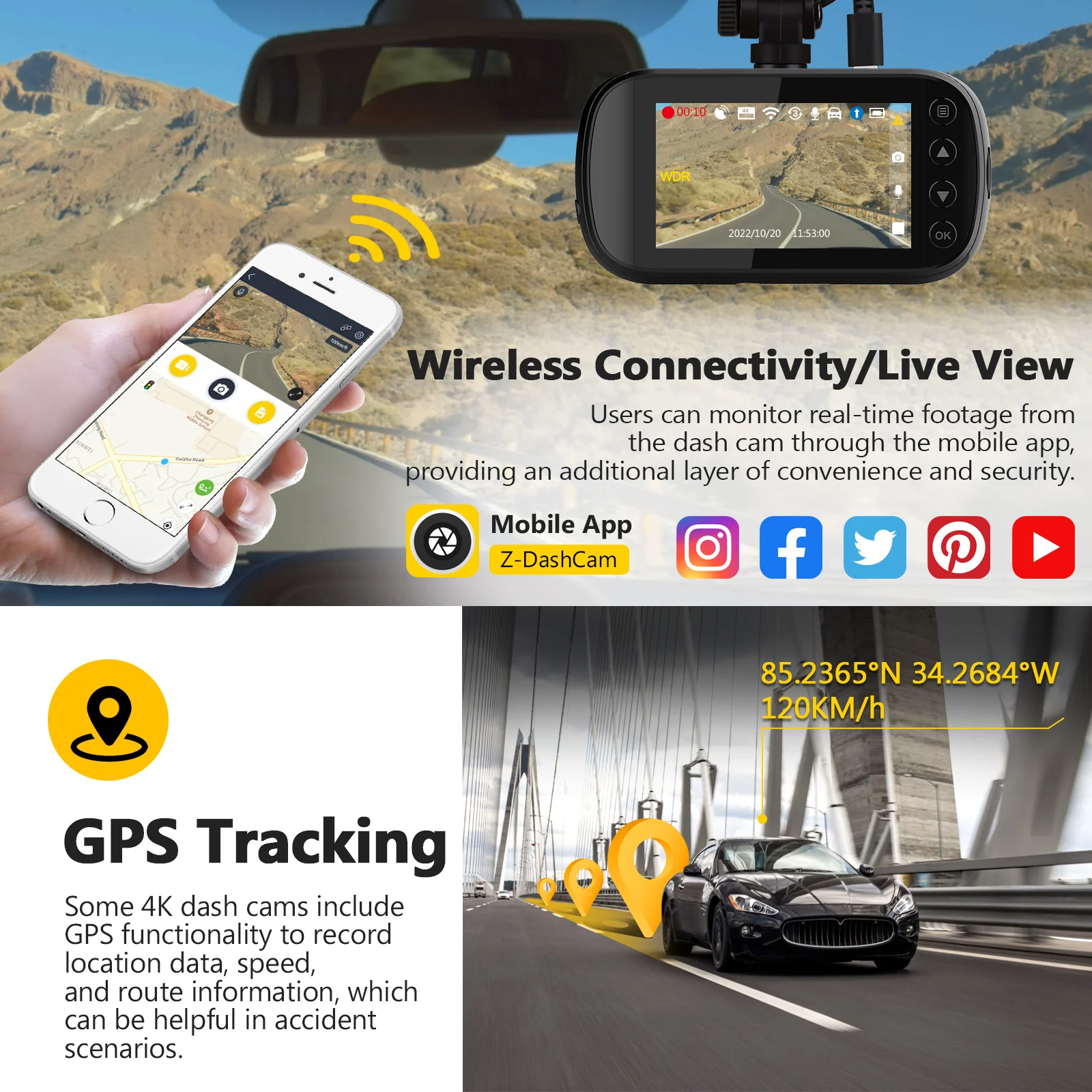Refurbished: Z-EDGE Z3D 4K + 1080P Dual Dash Cam - Image 3