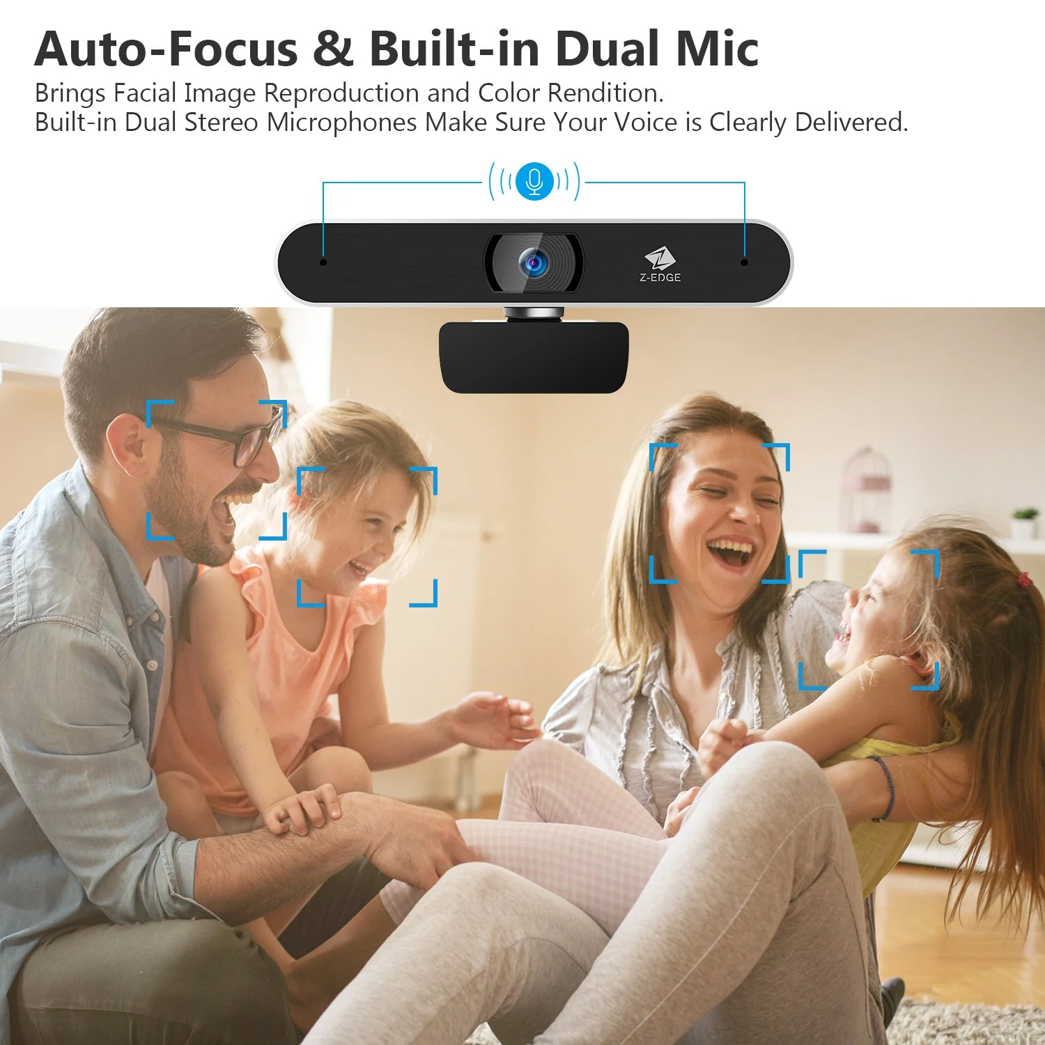 Z-EDGE ZW511 Full HD 1080P Webcam Auto Focus Web Camera for PC/Desktop/Laptop, Built-in Dual Stereo Microphone, Plug & Play, Compatible with Windows/Android/MAC OS - Image 6