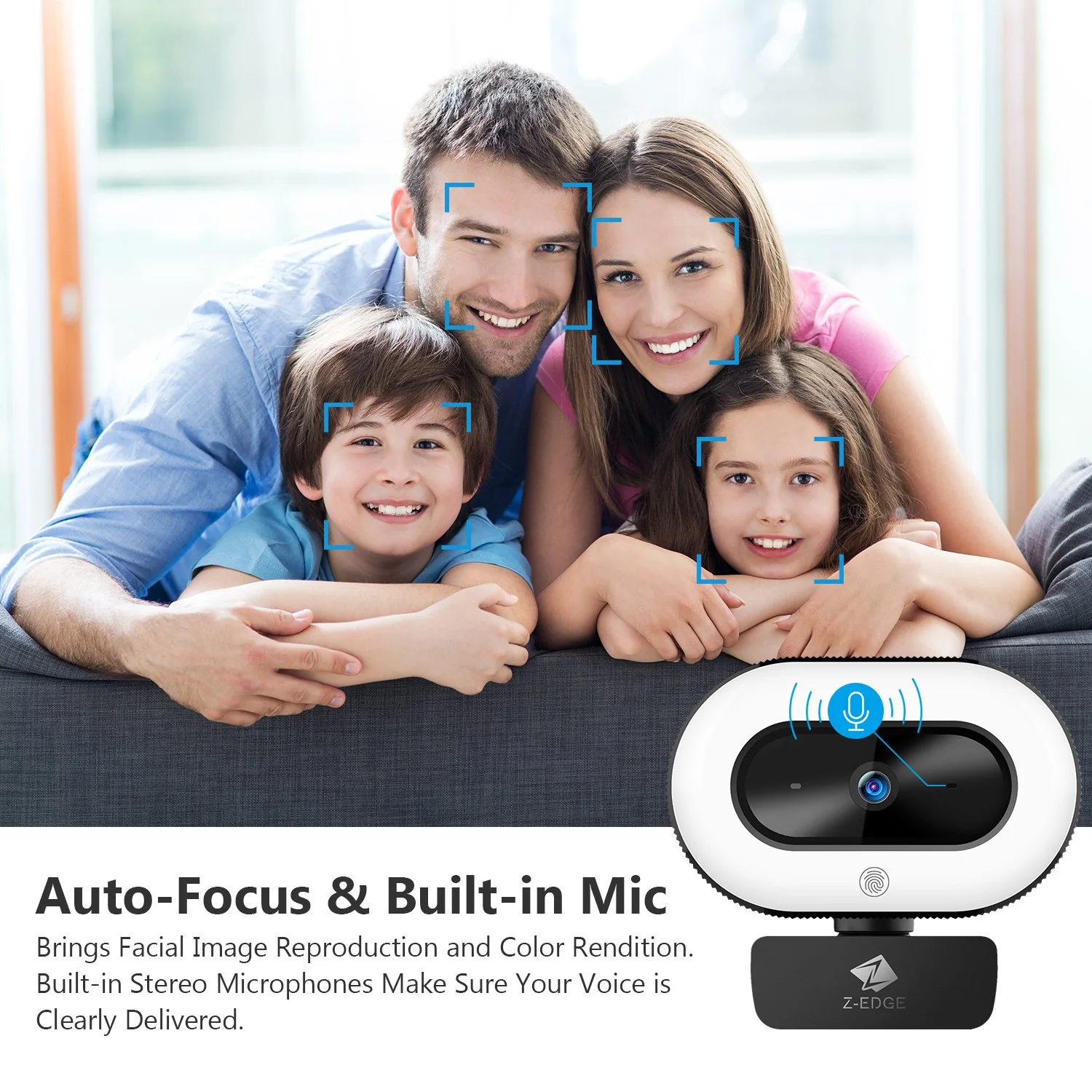Z-EDGE ZW560S QHD 2K Stream Webcam Auto Focus Web Camera for PC/Desktop/Laptop, Built-in Stereo Sound & Noise Reduction Mic, Plug & Play, Touch Control Ring Light, Compatible with Windows/Android/Mac - Image 7